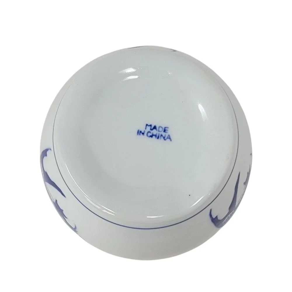 Vintage Chinese Blue & White Koi Fish Carp Soup Tureen Lid Serving Dish 6